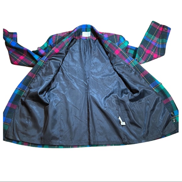 Pendleton Blazer Fuscia pink, charcoal gray, green, & blue plaid Wool Blazer - Picture 13 of 16